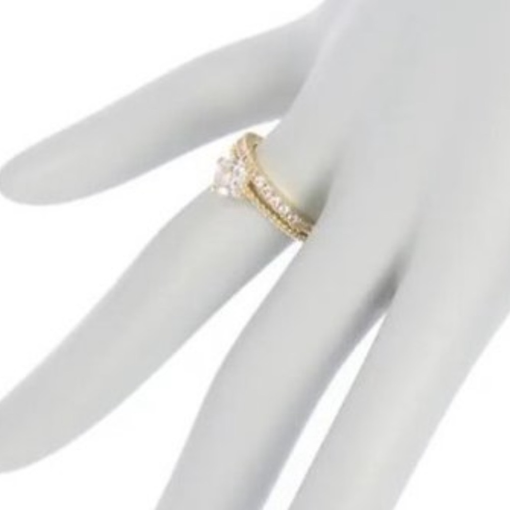 Nordstrom NWT -  14 KGP Eternity Band & Engagement Stone Ring Set